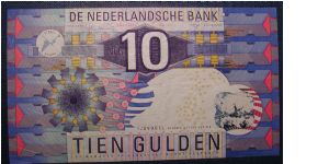Netherlands 10 Gulden 1997 the shiny piece is missing. Banknote