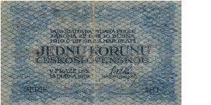 Czechoslovakia  - 1 Kc 1919

The first paper money note of Czechoslovak republic. Banknote