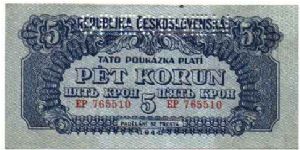 Czechoslovakia - 5 K 1944 Banknote