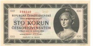 Czechoslovakia - 100 Kcs 1945 Banknote