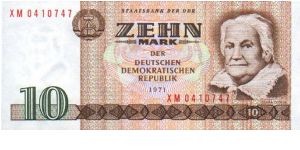 Germany Democratic Republic
10 Mark der DDR
Clara Zetkin Banknote