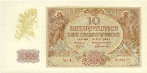 10 Zlotych
General Gouvernement - occupied Poland Banknote