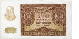 100 Zlotych
General Gouvernement - occupied Poland Banknote