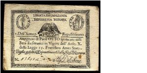 8 Paoli, Republicca Romana. Banknote