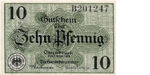 10 Pfennig * 1921 * Notgeld from Osnabrück Banknote
