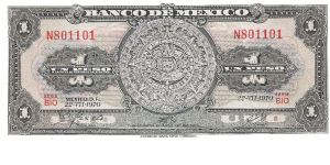 1970 mexico 1 peso unc Banknote
