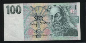 100 Korun Ceskych.

King Karel IV on face; large seal of Charles University on back.

Pick #18 Banknote