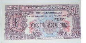 British Armed Forces. 2nd Series. 1 Pound. AA Series. Banknote