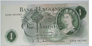Hollum signature QE II 1 Pound Banknote