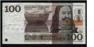 100 Gulden.

Michiel Adriaensz. de Ruyter on face; compass-card or rhumbcard design on back.

Pick #93 Banknote