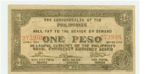Philippine One Peso Guerilla note from Bohol. This one appears to have been printed on Brown WAXPAPER!  Another example of how these notes were printed on ANYthing that was handy. Banknote