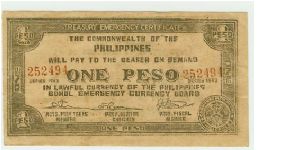 VERY SCARCE!! Philippine One Peso Guerilla Note from Bohol, on Thick Waxpaper-like stock! Banknote