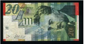 20 New Sheqalim.

Moshe Sharett and flags in background on face; scenes of his life and work on back.

Pick #59a Banknote