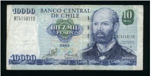 10000 Pesos.

Captain A. Prat at right on face; Statue of Liberty at left, Hacienda Sant Agustin de Punual Cuna at left center on back.

Pick #157 Banknote