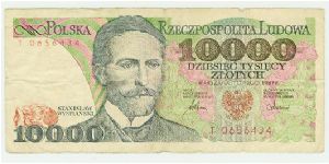 1987 POLAND 10,000 ZLOTYCH. Banknote