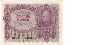 20 Kronen 1922 Banknote
