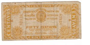S-304 1941 Iloilo 50 Centavos Emergency Circulating Note. I will accept either monitary offers or reasonable trade for this item. Please see pictures for grade. Banknote