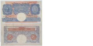 1 Pound. Peppiat signature. War time issue - blue note. Banknote