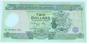 2 Dollars. Polymer note. Silver Jubilee Commemorative of Central Bank of Solomon Islands Banknote