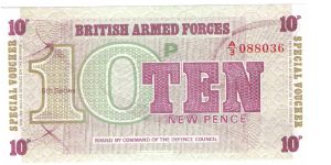 6th series British armed forces Special voucher ten new pence Banknote