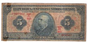 5 mil reis Series  Estempa 19A 365A  #29C Banknote