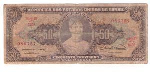 1956-1959 no date 50 Cruzerios Estempa 2A Series 649A  #152c Banknote