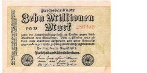 #106a 10 million Mark with watermark G/D in Stars #286359 Banknote
