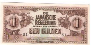 No Date 1942 Netherlands Indies WWII Japanese Occupation # 123c Block letters SI my 2nd Banknote