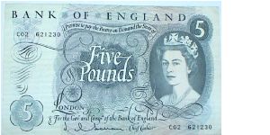 5 Pounds. Hollum signature. Seated Britannia. Banknote