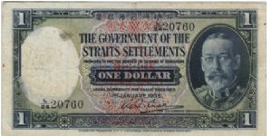 One Dollar

The Goverment of Straits Settlements.

Potrait of King George V. Banknote