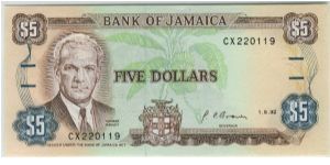Jamaica 1992 $5. Special thanks to Linda Benes Banknote