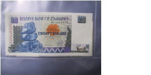 Zimbabwe 20 Dollar banknote. Uncirculated condition Banknote