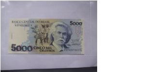 Brazil 5000 Cruzerio banknote in UNC condition. Banknote