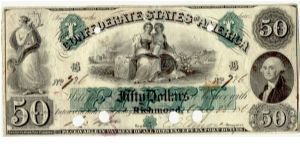 Type 6 Confederate $50 note. Banknote
