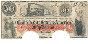 Type 15 Confederate $50 note (cut-out canceled). Banknote