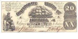 Type 18 Confederate $20 note. Banknote