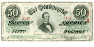 Type 57 Confederate $50 note. Banknote