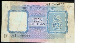 10 Shillings. British Military Authority. Banknote