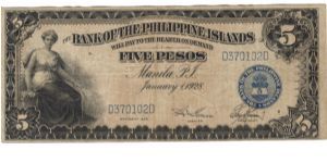 PI-16 Philippine 5 Peso note. Banknote