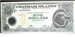 Chatham Islands. 5 Dollars. Millenium Commemorative. Banknote