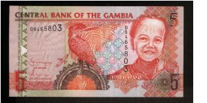 5 Dalasis.

Giant Kingfisher at center, young girl at right on face; herding cattle on back.

Pick #New Banknote