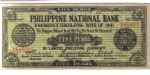 S219 Cebu 5 Pesos note. Banknote