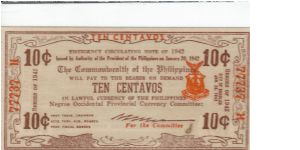S-1942, Negros Occidental 10 centavos note. Banknote