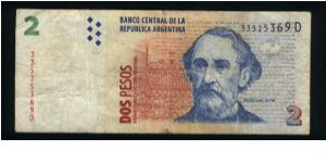 2 Pesos.

Bartolome Mitre at right, ornate gate at center on face; Mitre Museum at left center on back.

Pick#346 Banknote