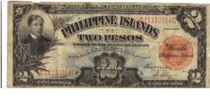 PI-74b Philippine Islands 2 Pesos note. Banknote