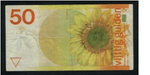 50 Gulden.

Sunflower with bee at lower center on vertical format on face; map and flowers on back.

Pick #96 Banknote