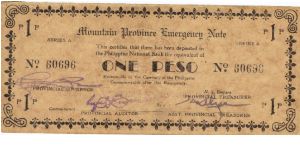 S-601 Rare series of 3 consecutive numbers Mountain Province Emergency Notes, 3 - 3. Banknote