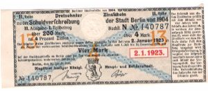 1923 German Bond Coupon Banknote
