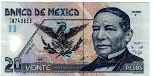 2002 20(Veinte) Pesos(F) Mexico Banknote