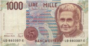 1000 Lire. Banca D'Italia Banknote